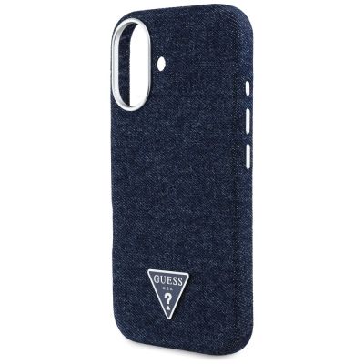 6. Guess Denim Triangle Logo MagSafe iPhone 16 Hülle - Blau