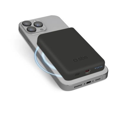 SBS TEBB5000MAG1CK kabellose Powerbank 5000 mAh USB-C, MagSafe kompatibel – Schwarz