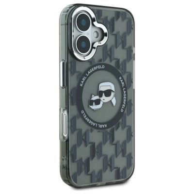 4. Karl Lagerfeld IML Monogram Karl & Choupette Head MagSafe-Hülle für iPhone 16 – Schwarz