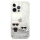 3. Karl Lagerfeld Liquid Glitter Karl&Choupette iPhone 13 Pro Max 6,7" Hülle - Silber