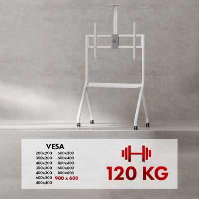 21. MACLEAN TV-STÄNDER / TROLLEY, KAMERAABREGAL, AUF ROLLEN, 55-100", MAX. BELASTUNG 120 KG / 10 KG ABLAGE, MAX. VESA 900X600 MC-114
