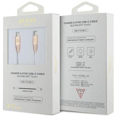 2. Guess USB-C/USB-C-Kabel mit geprägtem Logo, 1,5 m, Schnellladung – Gold