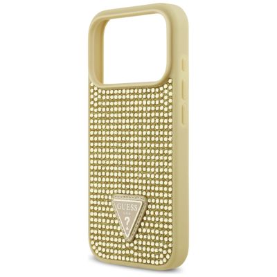 6. Guess Strass Dreieck Logo iPhone 17 Pro Hülle - Gold