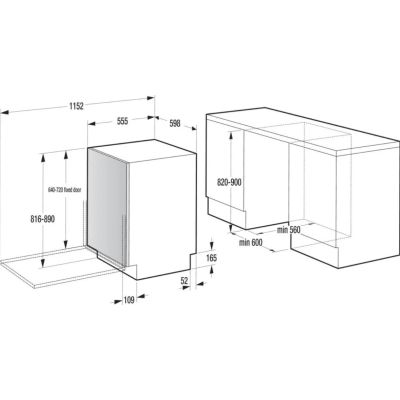 16. Einbau-Geschirrspüler 60 cm GORENJE GV16D9 | Energieeffizienzklasse D | 16 Maßgedecke | Speedwash | TotalDry