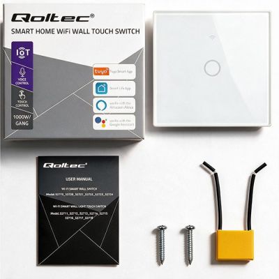 8. QOLTEC LICHT-EIN/AUS-SCHALTER | 1-KANAL-BERÜHRUNG | WLAN | TIMER | TUYA | WEISS