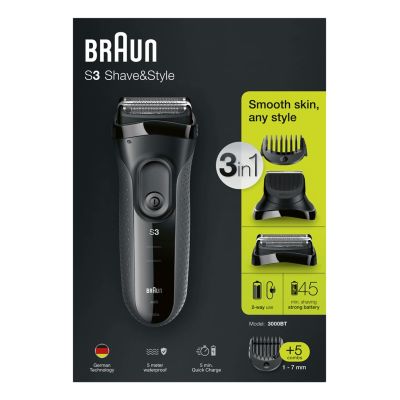 5. Braun 3000BT Akku 5 7mm Nass- und Trockenbürste Schwarz, Grau