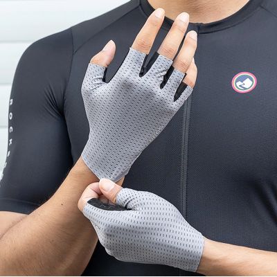 6. Rockbros Atmungsaktive Kurzfinger-Fahrradhandschuhe, Größe: XXL - Grau