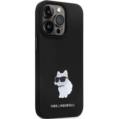 4. Karl Lagerfeld KLHCP13LSMHCNPK Hülle für iPhone 13 Pro / 13 – schwarzer Silikon-C-Metallstift