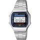 Casio A168WA Unisex-Digitaluhr mit Edelstahlarmband, Silber