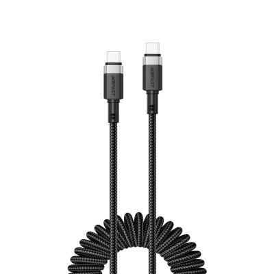 Acefast C14-03 USB-C - USB-C Federkabel 480Mb/s 3A 1,2m - Schwarz