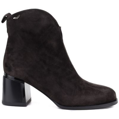 2. Damen-Ankle-Boots aus Leder mit hohem Absatz, Schokoladenbraun, Vinceza 91178