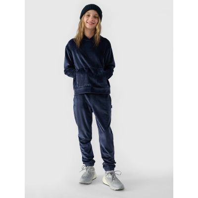 4. Mädchen-Sweatshirt aus Velours mit Kapuze, offen, 4F 4FJWAW24TSWSF1216-31S