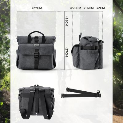 4. Rockbros H46 Rucksack-Satteltasche/Lenkertasche – Grau