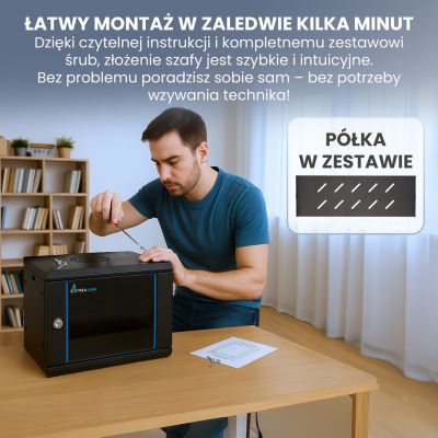 18. Extralink LITE 4U 530x400 Wandschrank, schwarz, freistehend/Wand-/Bodenregal, schwarz