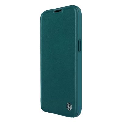 6. Nillkin Qin Leder Pro Hülle iPhone 14 Plus Kamerahülle Holsterhülle Klapphülle Grün