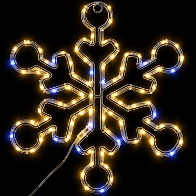 3. DEKORATIVER HÄNGE-SCHNEEFLOCKE 32,5 CM 100LED TRIMER WARMWEISS