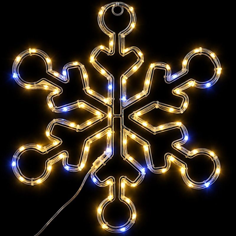 3. DEKORATIVER HÄNGE-SCHNEEFLOCKE 32,5 CM 100LED TRIMER WARMWEISS