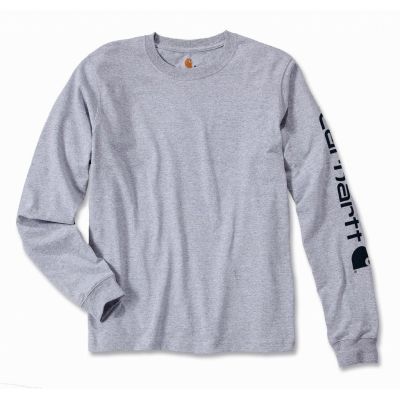 Carhartt Langarmshirt mit Ärmellogo – meliertes Grau, Größe: L