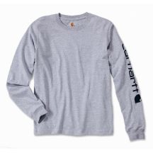 Carhartt Langarmshirt mit Ärmellogo – meliertes Grau, Größe: L