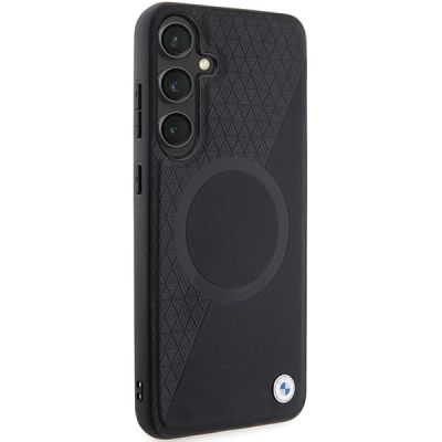 4. BMW BMHMS24M23RTPK S24+ S926 schwarz/schwarzes Hardcase Signature Leather Half Textured & Circle MagSafe