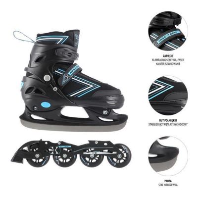 8. NILS EXTREME NH11912 A 2IN1 ROLLSCHUHE SCHWARZ-BLAU GRÖSSE S (31-34) MIT AUSTAUSCHBARER HOCKEYKUFE