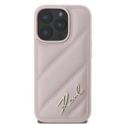 3. Karl Lagerfeld Quilted Signature Hülle für iPhone 16 Pro Max – Rosa