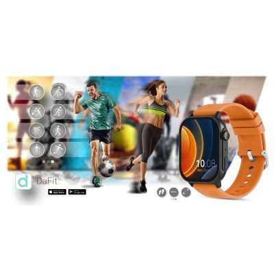 16. Gravity GT15-2 Smartwatch, oranges Silikonarmband + schwarzes Armband