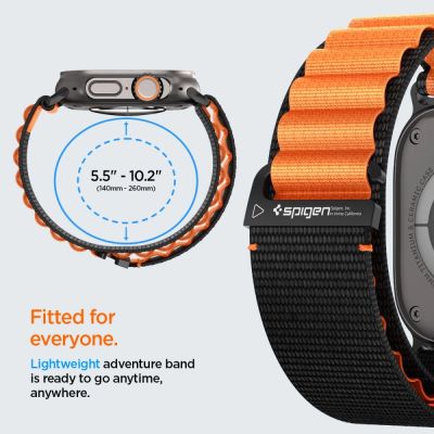 12. Spigen WBF1 Armband für Apple Watch 44 / 45 / 46 / 49 mm - Schwarz und Orange