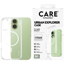 CARE by PanzerGlass Flagship Urban Explorer Case mit weißem MagSafe für iPhone 17 - Transparent