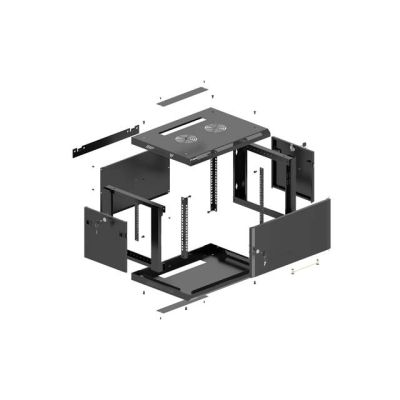 8. LANBERG Wandregalschrank 19" 4U 600X450 Schwarze Metalltür (Bausatz)