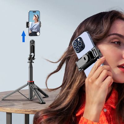 13. Selfie Stick WC1Y2S Teleskopstativ 1,3 m aus Aluminiumlegierung mit Telefonhalter – Schwarz