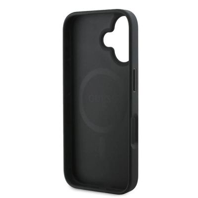 7. Guess Peony Script MagSafe-Hülle für iPhone 16 Plus – Schwarz