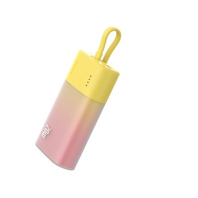3. Baseus Popsicle 5200mAh 20W Powerbank mit integriertem Lightning Kabel (+ weißes Baseus Simple USB-C - USB-C 60W/20V/3A/30cm Kabel) - Gelb-Pink