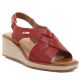 Sergio Leone SK297 Burgunderrote Damen-Keilsandalen aus Leder