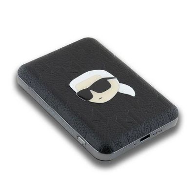 4. Karl Lagerfeld Induktions-Powerbank KLPB5FPGKSKIHK 16W 5000mAh schwarz/schwarz Karl Head Pin MagSafe
