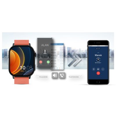 12. Gravity GT15-3 Smartwatch, rotes Silikonarmband + schwarzes Armband