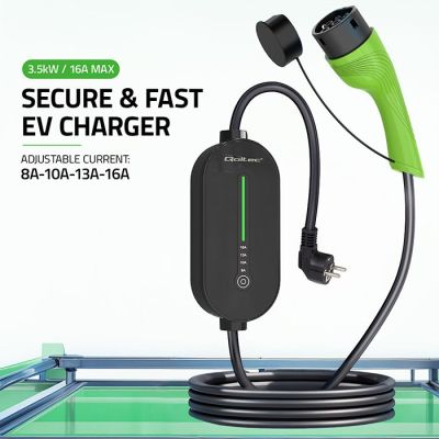19. Mobiles Ladegerät für Elektroautos (EV) mit 2-in-1-Ladegerät Typ 2, 3,5 kW, 230 V, LCD, LED, 5 m Kabel