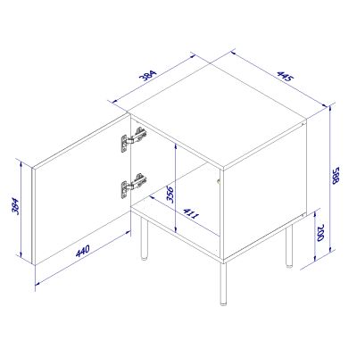4. Nachttisch, 2-teilig, PALAZZO 44,5 x 40 x 59 cm, schwarz + Eichenholz