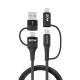 Wozinsky WNBAA 4in1 Kabel 2x USB-C 1x USB-A 1x Lightning 60W 1 m - Schwarz