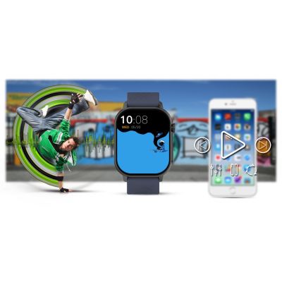 17. Smartwatch Gravity GT15-4 mit blauem Silikonarmband + Titanarmband