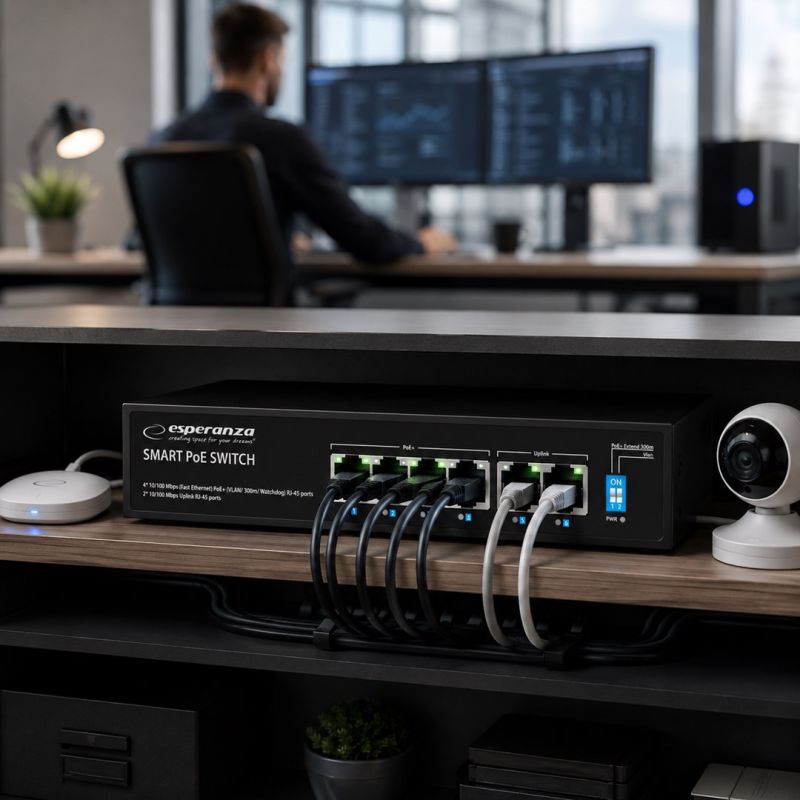 5. ESPERANZA 6-PORT-POE-SWITCH 10/100M 60W SPINNER ENS105
