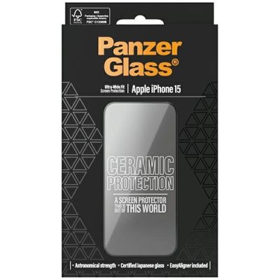4. PanzerGlass Ceramic Protection Keramikglas für iPhone 15 mit Positionierer