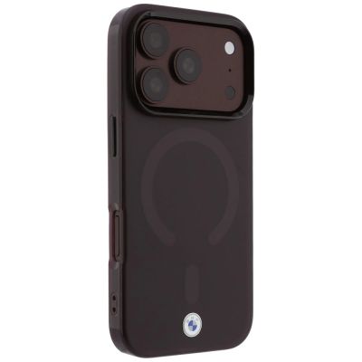 4. BMW Logo-Schutzhülle mit mattierter IML-Oberfläche und Metalllogo (MagSafe) für iPhone 18 Pro / 17 Pro – Burgunderrot