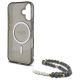 6. Guess IML Glitter MagSafe Hülle mit Perlenriemen für iPhone 16 - Schwarz