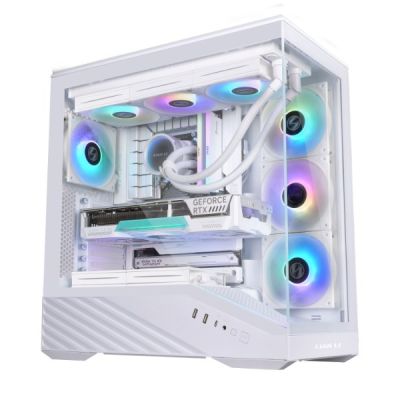 8. Lian Li Vector V100 PC-Gehäuse, Midi-Tower, ATX, RGB, gehärtetes Glas – Weiß