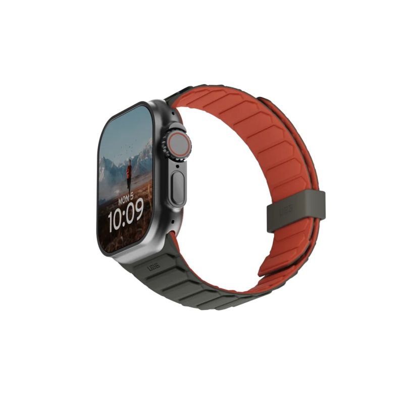 5. UAG Pathfinder - Silikon-Doppelseiten-Magnetarmband für Apple Watch Serie: 1-3, 42 mm / Serie 4-6 & SE 1-2, 44 mm / Serie 7-9, 45 mm / Serie 10, 46 mm / Ultra 1-2, 49 mm (oliv/rost)