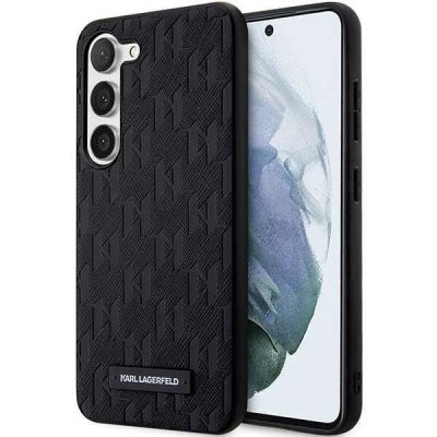 Karl Lagerfeld Saffiano Mono Metal Logo Hülle für Samsung Galaxy S24 – Schwarz