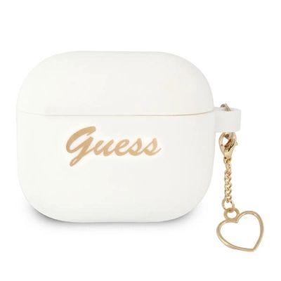 Guess, GUA3LSCHSH AirPods 3 Cover weiß/weiß Silikon Charm Heart Collection