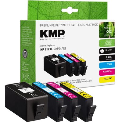 2. KMP 1765.4005 Tintenpatrone, 4 Stück. Ersatzpatronen mit hoher (XL) Reichweite in Cyan, Schwarz, Gelb und Magenta.