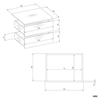 9. OPENO Schubladenmodul 2SZ mit 2 Schubladen, WEISS – für Ankleidezimmer und Schlafzimmer